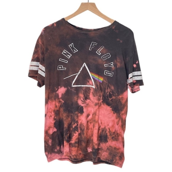 Upcycled Pink Floyd Bleach Dyed Band T‑Shirt Graphic Tee L - Picture 1 of 4